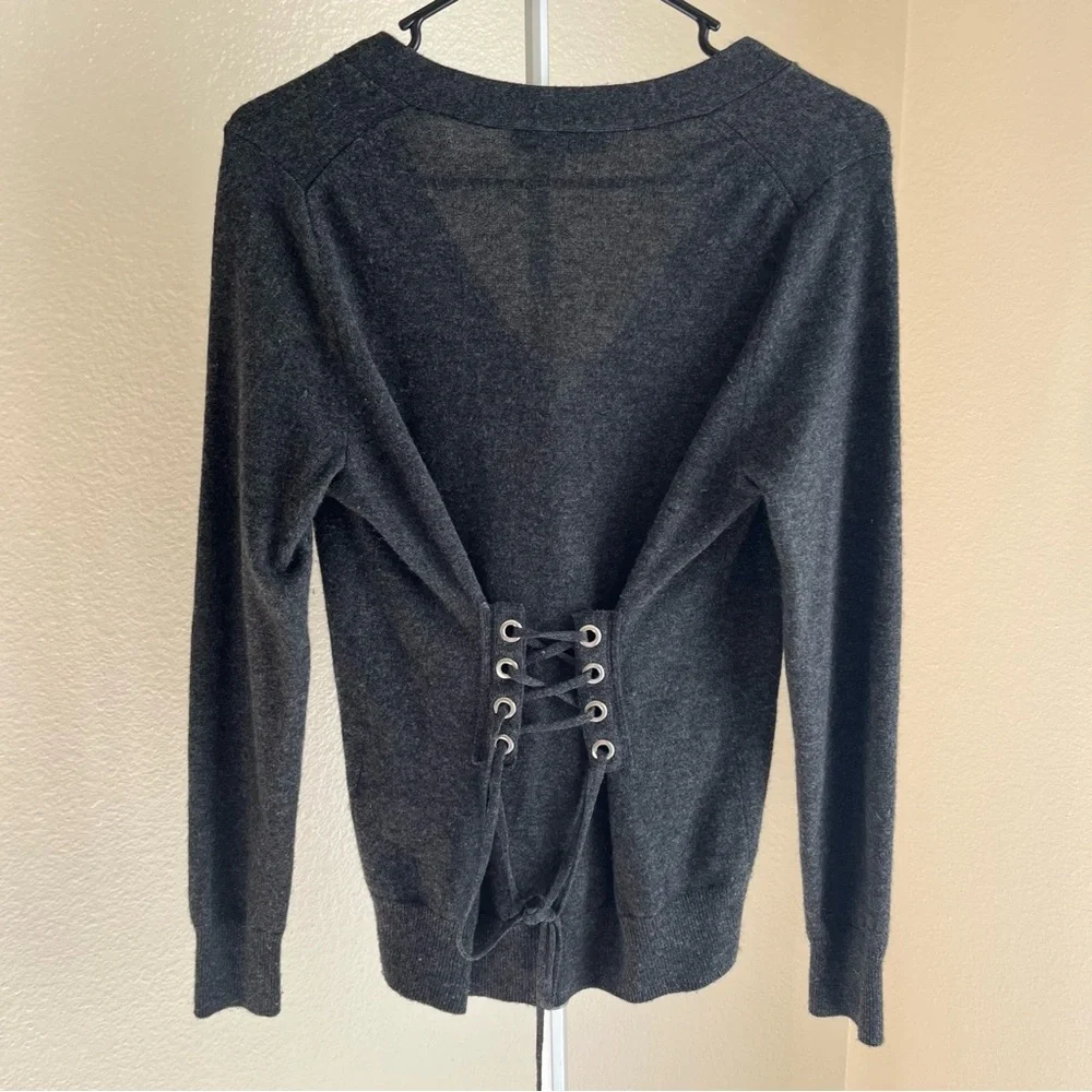 Sandro Paris Ivana Lace-up Corset Back Wool-cashmere Cardigan Sz 1 - Picture 1 of 11